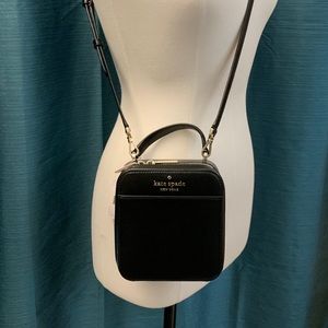 NEW WITH TAG KATE SPADE VANITY CROSSBODY SAFFIANO BLACK LEATHER WITH TOP HANDLE